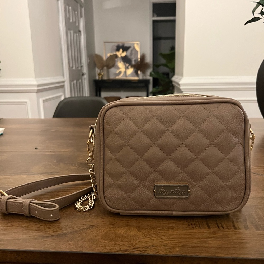 Itzy Ritzy Taupe Double Take Crossbody Diaper Bag- Retired color!